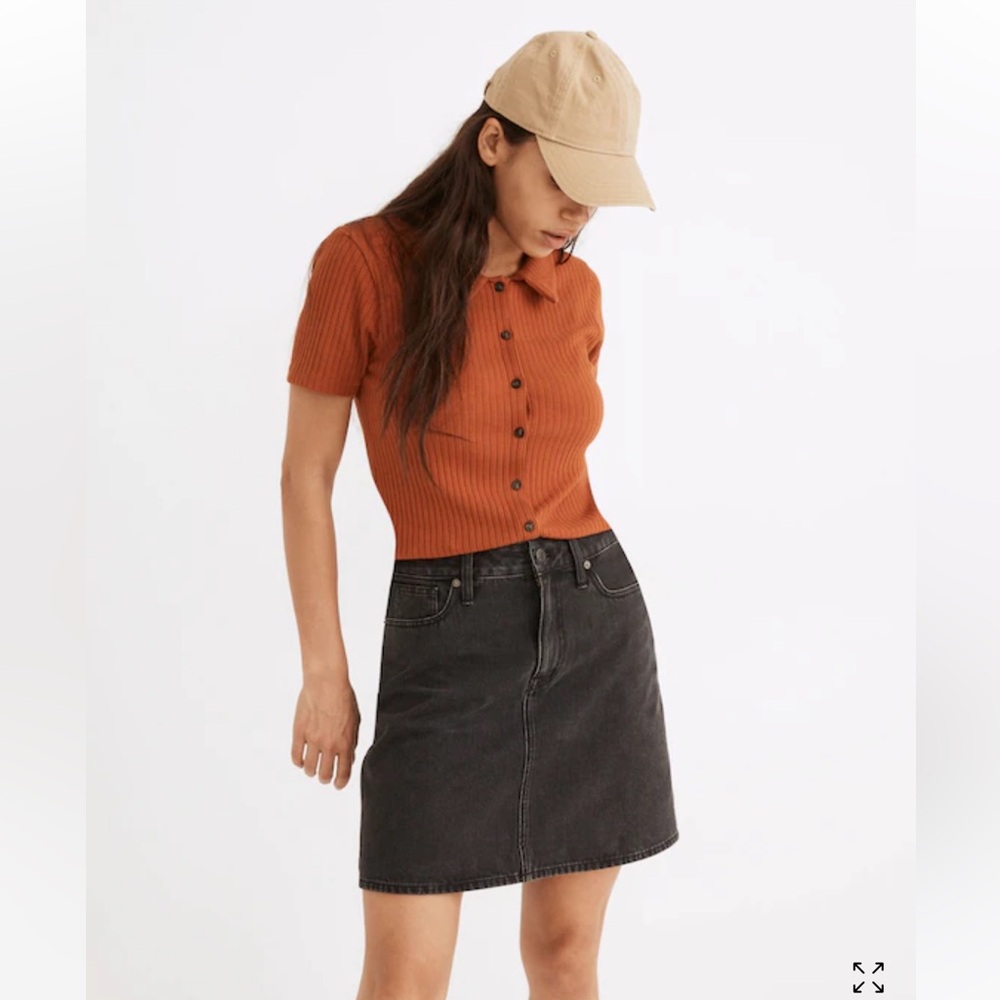 💫SALE Madewell curvy Rigid Denim High-Waist Straight Mini Skirt Berridge Wash 28